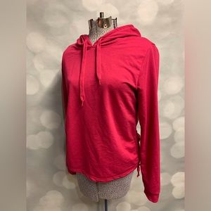 BSP Pink Hoodie size small with cute gathered‎ sides and tying bow.